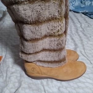 Timberland roll top fur boots